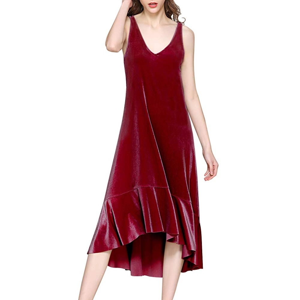 NWT Spicy Sandia Wine Stretch Velvet Midi Dress